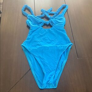 Vitamin A Turquoise Blue One-Piece Swimsuit with Twist Straps